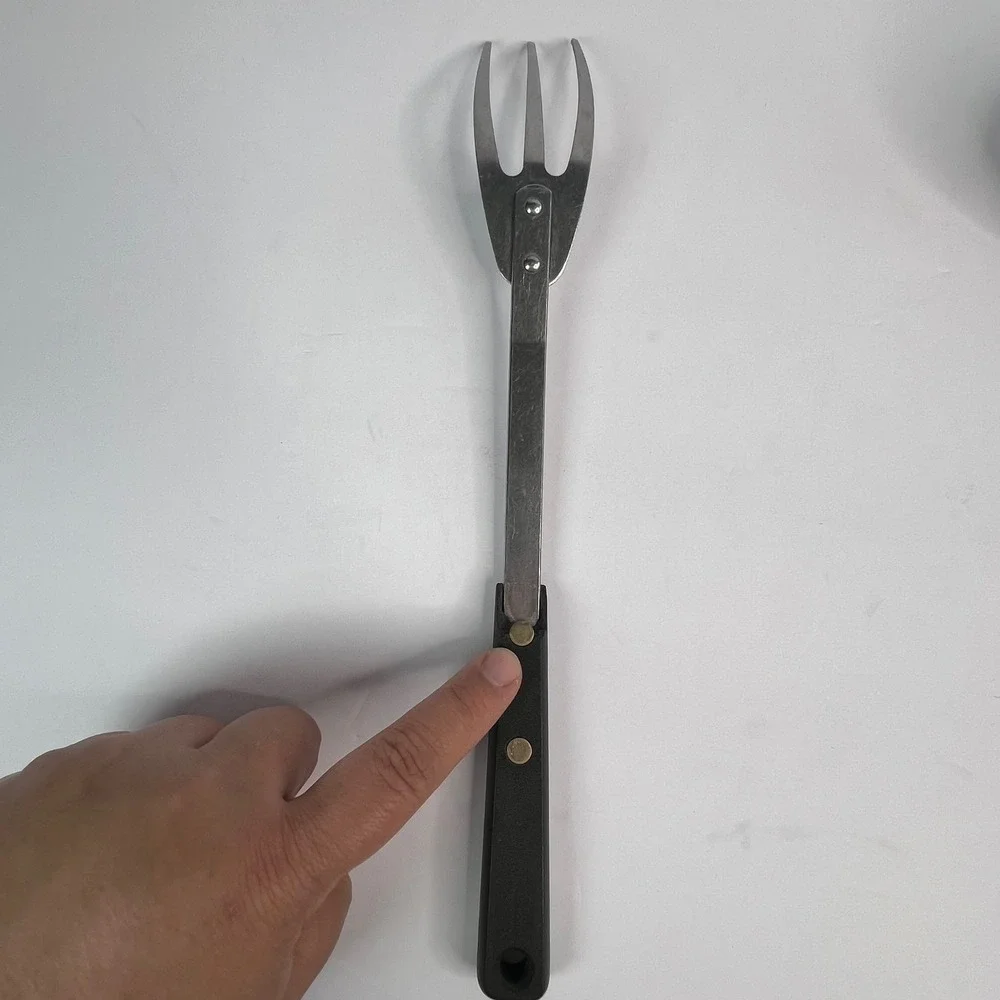 Vintage Ekco Forge 3Pc Utensil Set Black Riveted Handles‎ USA Ladle Fork Spoon